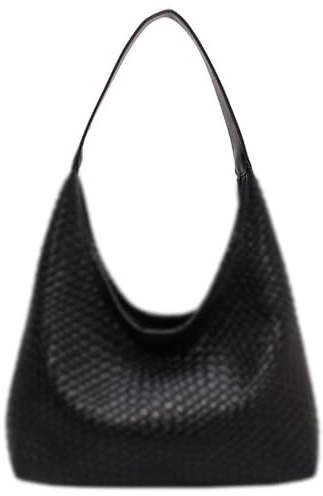 JABALUX Geflochtene Tasche Shopper PU Beuteltasche Tote Schultertasche Gewebte Handtasche Einkaufstasche Tote Bag Tragetasche für Schule Täglich
