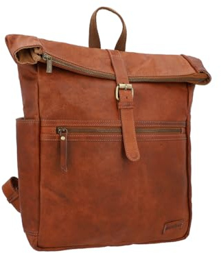 Gusti Rucksack Leder Milo Vintage Leder Rucksack Herren Damen mit Laptopfach wasserdicht Handgepäck 15 Zoll Organizer AirTag-Fach robust business Schulrucksack