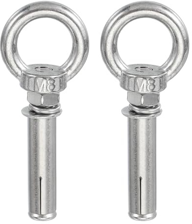 PATIKIL Perno De Ojo De Concreto M8x60mm, 2 Pcs 304 Acero Inoxidable Pernos De Elevación De Expansión Anclaje De Anillo De Ojo Para Pared De Concreto Techo Ladrillo Mampostería, Plateado
