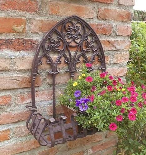 Generisch GOTIK WANDKORB BLUMENKASTEN BALKONKASTEN 50cm H. ANTIK LANDHAUSSTIL GARTENDEKO GUSSEISEN NEU DR-1170