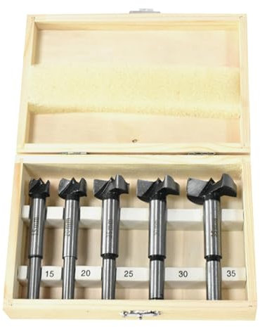 Forstnerbohrer Satz Holzbearbeitungsbohrer Satz 5tlg Forstner Bohrer Ø15-35mm Forstnerbohrersatz mit Aufbewahrungskoffer Hartmetall Holzbearbeitung Bohrer Senkbohrer für Holz