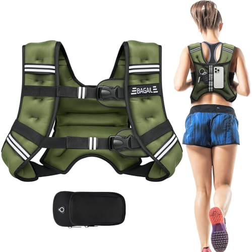 BAGAIL Gewichtsweste für Krafttraining, Brustgröße Verstellbar, Praktische Tasche, mit Eisensand Gefüllte Gewichtsweste, Ideal für Fitnessstudio-Workouts, Yoga-Training und Aerobic-Übungen
