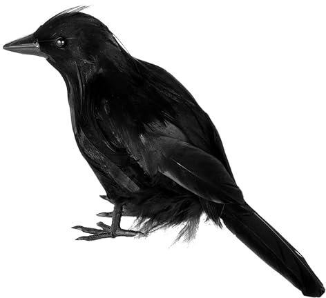 JOYIN Halloween Crow Raven 7 Feather Bird, Black Prop Fake Birds Crows Halloween Decorations for Haunted House Graveyard, Cemetery Yard Table Party Favors