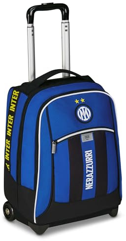 Seven Inter Big Trolley Calcio Scuola Fisso, Blu, 2 in 1, Doppio Uso, Trolley e Zaino, Scuola Elementare e media, Per bambini e ragazzi, Prodotto ufficiale, Idea regalo