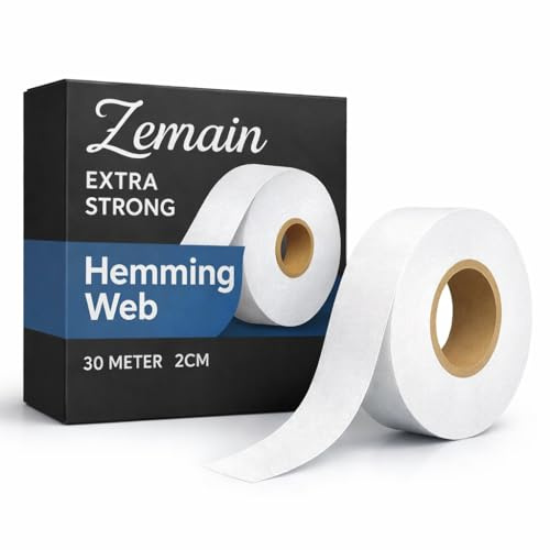 Zemain® Premium Hemming Tape 30 Meter | Iron On Hemming Tape & Iron on Extra Strong Hem Tape | Washable Hemming Tape for Trousers, Curtains and Clothes | Fabric Tape for Easy No-Sew Repairs