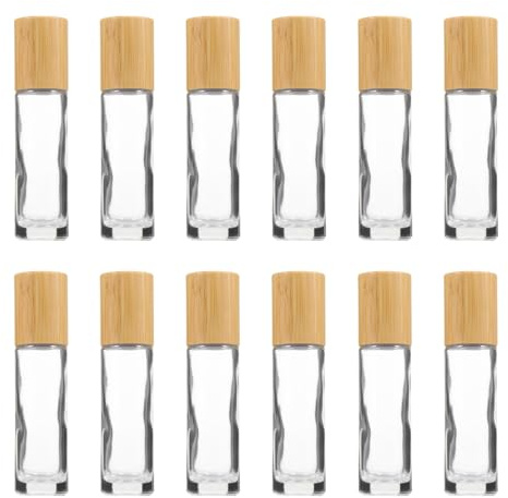 OUNONA Botella Roll on Vidrio Para Aceite Esencial Y Perfume Botellas De Subenvasado Recargables Con Rodillo Antifugas Mini Botellas Vacías De 3.38 X 0.78 X 0.78 in 12 Piezas Para Viaje Diario