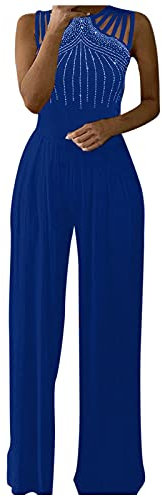 Camicetta Da Pittore Tuta Donna Senza Maniche Solida con Tasche Tuta Casual Tuta Donna Sciolta Tuta Da Lavoro, blu, XXL