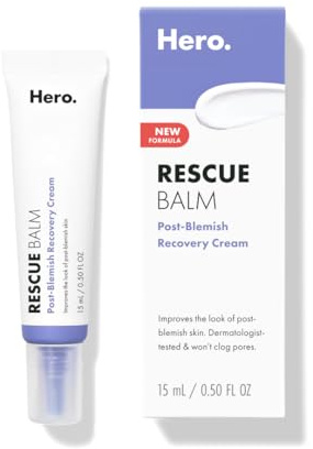 Hero Cosmetics Rescue Balm (New Formula)-The Post-Blemish Cream to Boost Hydration and Improve the Look of Post-Blemish Marks. Derm-Tested. New Formula. Won’t Clog Pores. 15mL