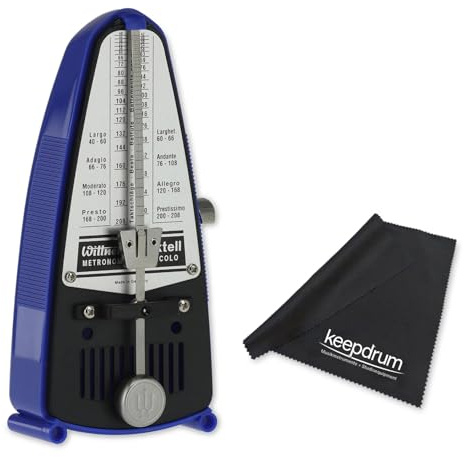 Wittner Piccolo 837 mechanisches Metronom Blau mit keepdrum Mikrofasertuch