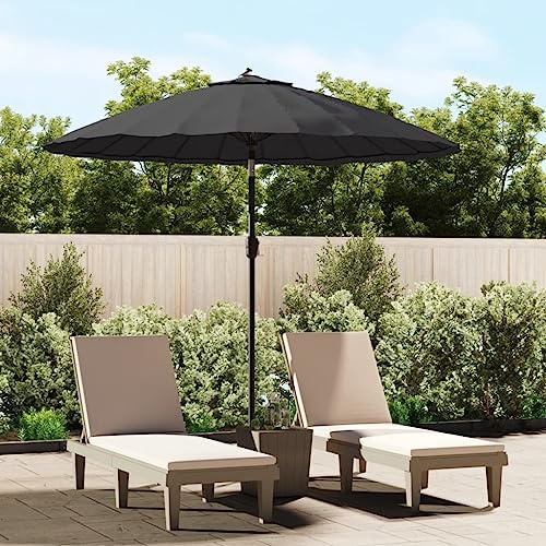 Parasol Déporté Extérieur,270 cm Noir,Mât Aluminium Robust,Toile Polyester Résistant UV,Parasol de Jardin Exterieur,Parasol Terrasse,Parasol Balcon,Système à Manivelle,24 Baleines,Diamètre 270 cm