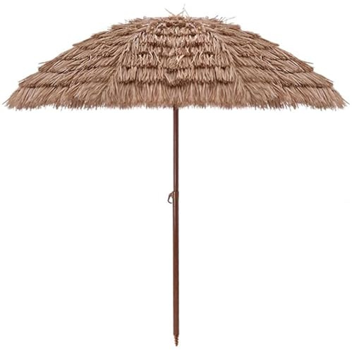 Sombrilla de jardín hawaiana con inclinación de 8 varillas para exteriores, UPF 30+, sombrilla de playa para patio y piscina, toldo de paja duradero, perfecto para protección solar