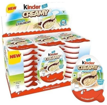 Kinder Creamy 24er-Pack | 24 x 19g | Gefüllte Schokoladenriegel mit knusprigem Reis | Cremige Milchfüllung & zartschmelzende Schokolade | Ideal für Kinder & Erwachsene