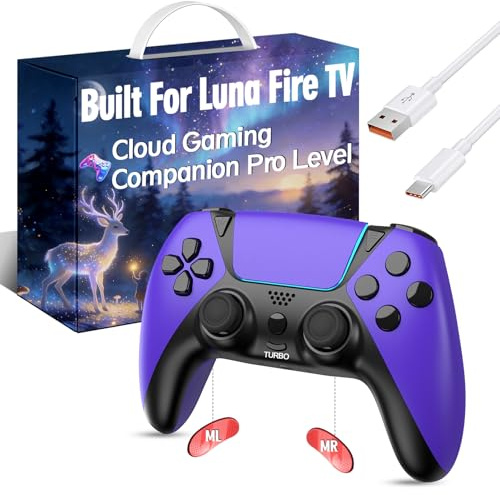 UGAME For Luna Controller, Game Control for PC Fire Stick PlayStation 4 Steam Phone Tablet TV with Back Paddles Turbo 1200mAh Power Supply, Ultimate Ymir Purple Wireless Controllers
