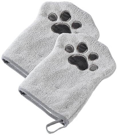 Muddi Mitt Microfiber Reusable Pet Wipes Grooming Towel Glove | Machine-Washable, Soft, Double-Sided Bath Mitt Replaces Wipes | Dirt Odor Removal | Gentle Paw Coat Cleaner | Dogs & Cats (A Pair)