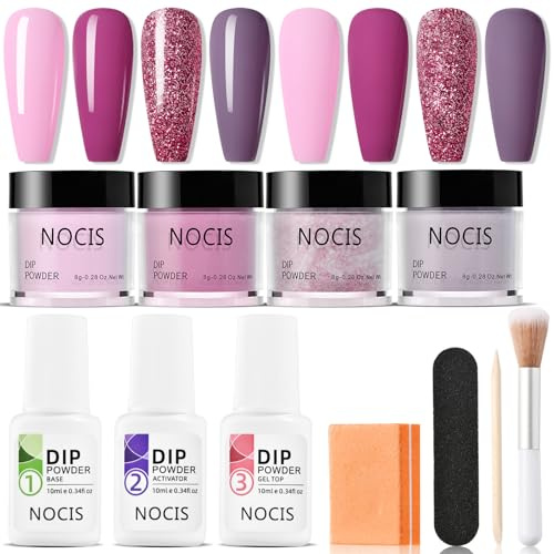 Aumotop Ingen UV/LED-nagellampa Behövs Nail Art Starter Kit - Dip Powder Set med Base Coat Activator Top Coat för Vackra Naglar (WMFTZ3-04)