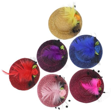 Hohopeti 6 Stück Kleiner Hut Haarspangen aus Polyester Kreative und Elegante Hut Haarnadeln für Geburtstag und Abschlussball Zuverlässige und Auffällige Haaraccessoires
