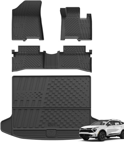 3W Boot liner and Floor Mats Fit for Kia Sportage [PHEV] 2023 2024 2025 2026, Odorless Thoex™ Dog Friendly All Weather Premium Mat, Waterproof Anti-Slip Easy Clean Heavy Duty Trunk Mat Accessories
