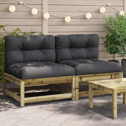 Frdhee Ecksofa Klein Eckbankgruppe,Gartensofas ohne Armlehnen mit Kissen 2 STK. Kiefernholz,Außencouch für Balkon,Terrasse,Poolbereich