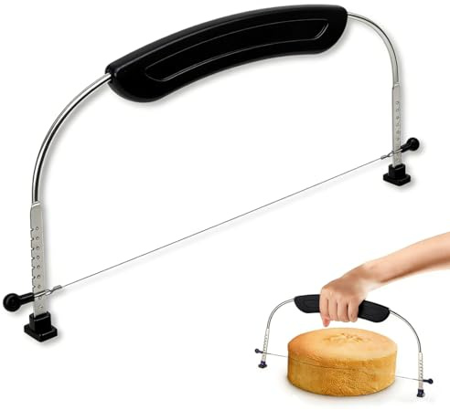 OPVYAEU Cortador de Tartas Cortador de Pasteles de Acero Inoxidable Nivelador Hoja de Sierra Altura Ajustable Cake Divider Ideal para Capas Uniformes