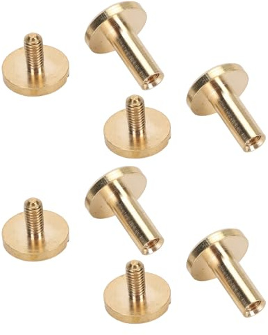 AKLOSIPY 50 Set di Rivetti in Ottone e Viti a Testa Piatta per Pelle, Tessuto e Artigianato Fai da Te - per la Personalizzazione di Borse, Cinture e Abbigliamento (ottone 3)