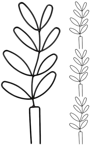 HIAKDOFT 4 Pièces Lot de 4 Treillis Métalliques à Feuilles Vertes 14,5 X 31,5 Cm Support Robuste pour Plantes Grimpantes en Pot, Résistant aux Intempéries, Structure Décorative Polyvalente
