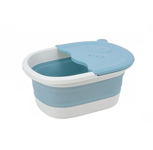 Vasca pieghevole per pediluvio, Massaggio schiumogeno pieghevole con secchiello for piedi multicolore for la casa(Blue)