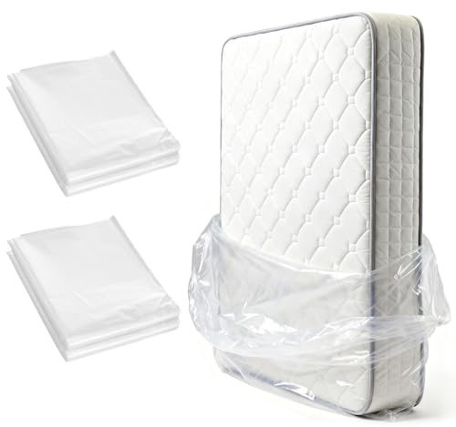 2 Pezzi Coprirete Singolo 120x240cm, Coprimaterasso Trasloco Impermeabile Riutilizzabile, Custodia in Plastica per Materassi, Sacchi per Materassi Singoli per Trasloco