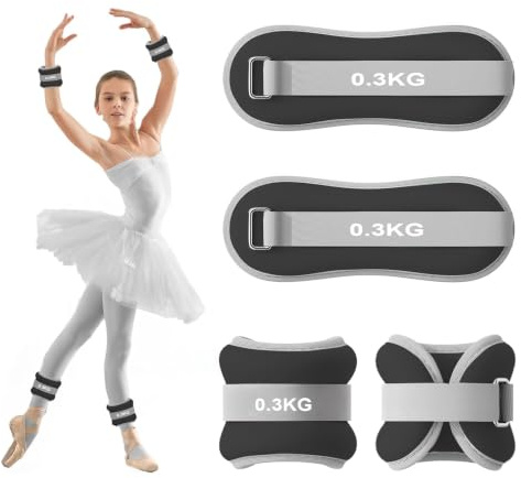 2 st viktmanschetter, vikter för ben och armar, ankelvikt, handledsvikter för pilates, yoga, promenader, jogging, aerobics (svart, 0,3 kg)