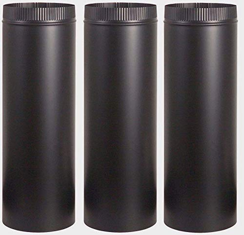 3~ Stove Pipe 6 Dia. x 24 Long Black Stove Pipe 24 Gauge Single Wall Steel Black Matte Finish Building Supplies
