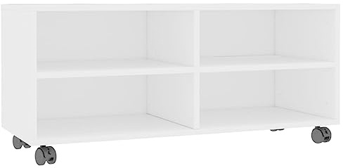 vidaXL TV-Schrank mit Rollen Weiß 90x35x35 cm Holzwerkstoff