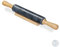 relaxdays Rodillo Cocina Mármol, Asas de Madera de Haya, Palo Amasar, Rulo Amasador Pesado, Soporte, 48 cm, Negro