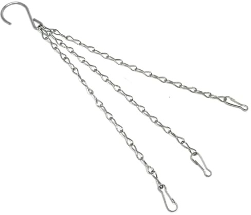 Garden Mile 14 Hanging Basket Chain Heavy Duty 3 Way Chain Metal Replacement Chain for Hanging Basket Garden Bird Feeder Hanger Outdoor Plant Metal Hanger Silver Chains