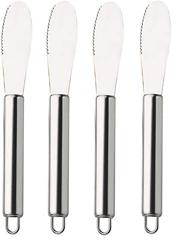 VANRA 4 PCS Buttermesser Set 19,8 cm Edelstahl Butterschneidemesser Silber Frühstücksmesser mit Wellenschliff für Sandwich Marmelade Brot Creme