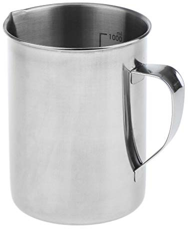 Inzopo Jarra de medición líquida de acero inoxidable para cocina de laboratorio de 0,5/1 litro, 1000 ml