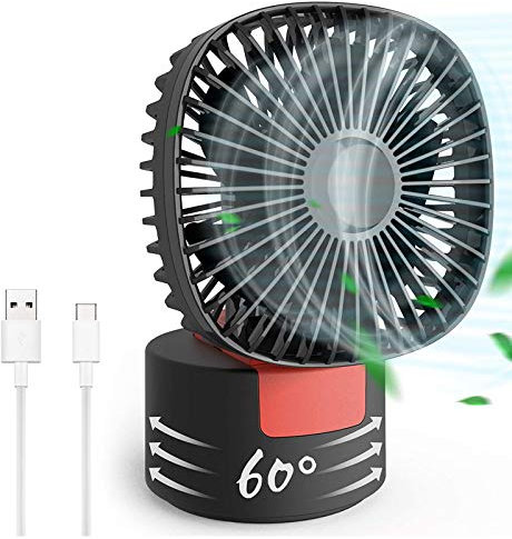 LTLWSH Mini Ventilador USB Silencioso 2 en 1 Ventiladores de Sobremesa Ventilador Portátil con 3 Velocidades de Viento Potentes, Plegable 180° y Rotación de 60°, para Escritorio, Oficina, Viaje