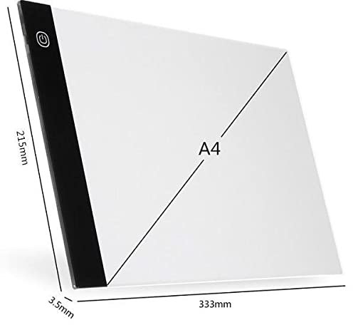 Picmondoo Diamond Painting LED-Pad | A4 Lichtplatten-Zeichenbrett für Malerei | Perfekt für präzises Platzieren von Steinen | Dimmbare Beleuchtung | Hochwertiges Acryl | USB-Kabel betrieben