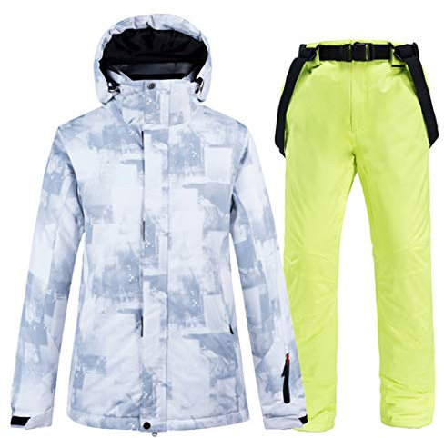 Saeohnssty Herren Skianzug, Snowboard-Set, sehr warm, wasserdicht, Skijacken und Hose, Grün, Anzug M