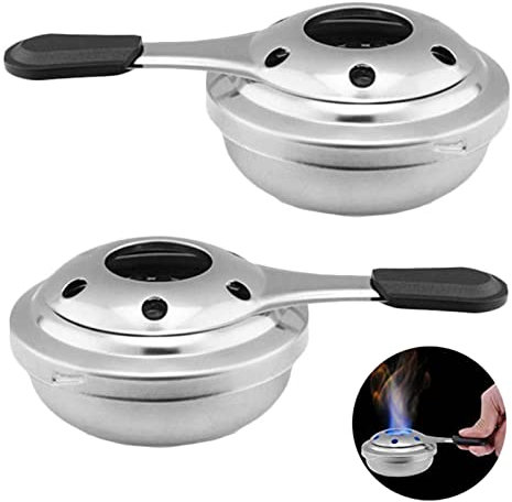 2 Stück Fondue Brenner, Mini Edelstahl Alkoholbrenner, Spiritusbrenner Fondue, Camping Spiritusbrenner Kocher, für Outdoor Camping Picknick Kochen Rucksackreisen BBQ (15.5 * 9.9 * 4.8cm)