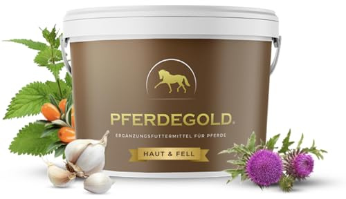 Pferdegold Haut & Fell - Diät-Ergänzungsfuttermittel für Pferde | Optimaler Nährstoffbooster für Gesundheit & Schönheit des Fells - für alle Pferderassen - Made in Germany - 1,5 kg