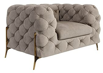 S-Style Möbel Milton Chesterfield Sessel Loungesessel Lesesessel Cocktailsessel Clubsessel Mini Sofa 1-Sitzer Couch Wohnzimmer Möbel 125x100x73 cm Dunkelcreme