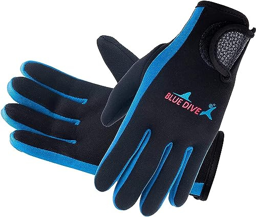 MIAOLLUN Guanti Muta in Neoprene Guanti da Nuoto Subacqueo 2Mm, per Donne Guanti da Snorkeling Elastici Caldi da Uomo Guanti da Snorkeling Regolabili,Blu,M