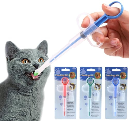 Maple Plentiful 3 Piezas Alimentador de Medicamentos para Mascotas, Jeringa para Perros y Gatos, Reutilizable Dispensador de Medicamentos, para Mascotas Perros Gatos, Punta de Silicona