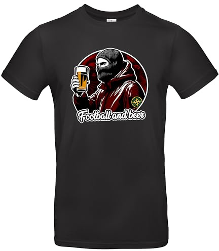 Balaclava Football & Beer Herren T-Shirt Casuals Ultras Hooligans Schwarz Größe 3XL