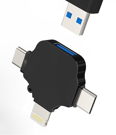Adapter USB C Lightning Micro USB Buchse für Apple iPhone 15 Macbook Air Zubehör (3in1) USB A Type C Jack OTG Konverter Download Foto Stick Splitter Kabel kompatibel mit Samsung iPad