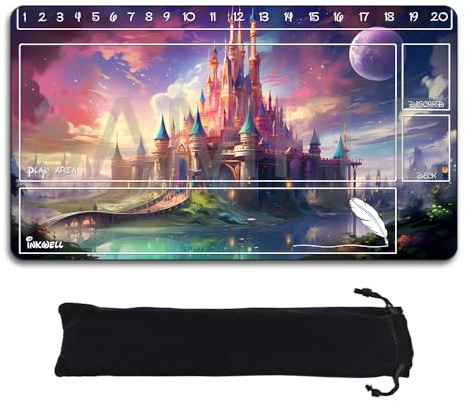 Lorcana Tapis de Jeu Compatible JCC 61 x 35,6 cm en Caoutchouc antidérapant avec Zones et Sac de Rangement Gratuit (DIS45)
