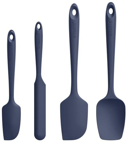 U-Taste Silikon Teigschaber 250℃ hitzebeständiger, 4er-Set Mitternachtsblau | Antihaft-Gummispachtel, Flexibel Teigschaber & Kuchenschaber zum Kochen Mixen Backen Dekorieren