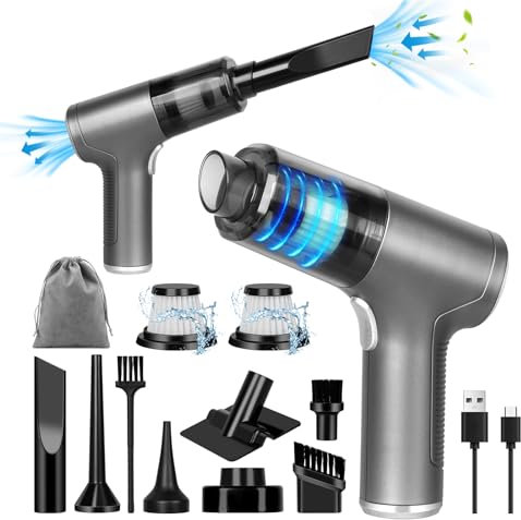 Suprbee Aspirador de Mano Potente 9000PA, Mini Aspiradora de Mano sin Cable, 3 in 1 Multifunción Aspirador Coche, 8 Boquillas Multifunción y 2 Filtros Lavable, Aspirador Ligera para Coche/Hogar