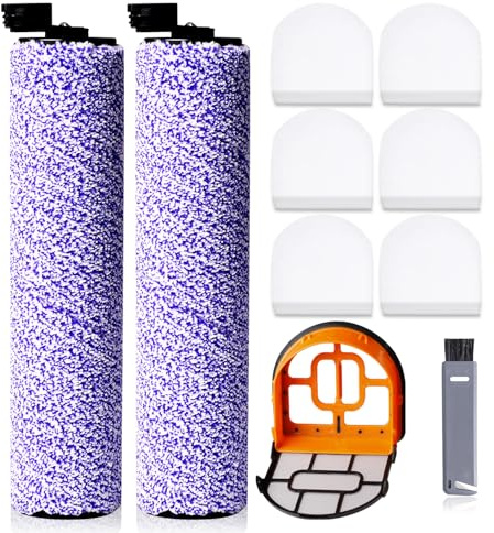 9 Pack Replacement Roller Brush and Foam Filters Kit Compatible with Shark WD101,AW302,WD201, WD161 WD261 AW261 Hydrovac XL 3-in-1 Vacuum Cleaner, Cordless Pro XL Vacuum Accessories