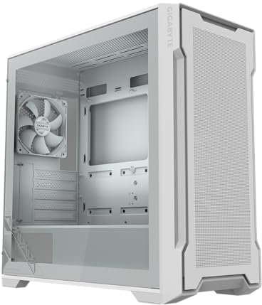 GIGABYTE C102 Glass Ice GB-C102GI Boîtier de Jeu PC en Verre trempé avec 2 Ventilateurs de 120 mm Blanc