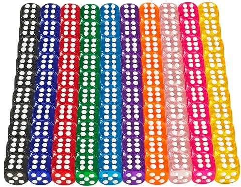 Würfel Bunt Set,100pcs Bunte Würfel,14mm Würfel Set Farben,Spielwürfel Bunt,Sechsseitige Würfel Set,Augenwürfel,6 Seitige Würfel